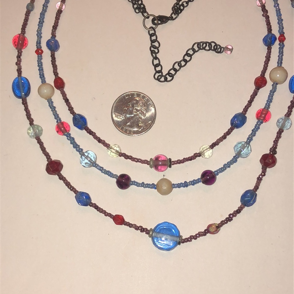 Multicolor Beaded Boho Multi Strand Necklace - image 3